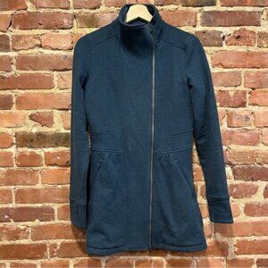 Athleta Long Peplum Soft Full Zip Jacket Heathered Teal XS Style 918928